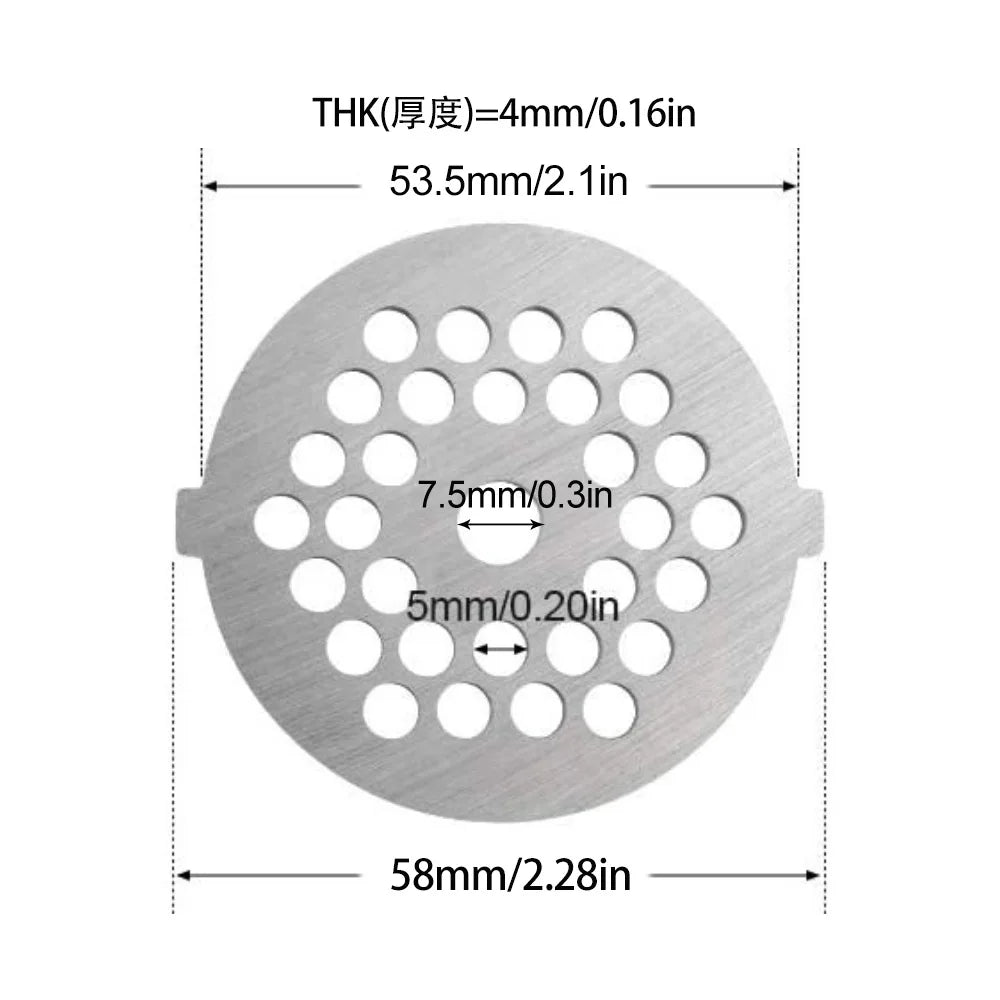 Meat Grinder Pinion Mixer Spare Parts Meat Grinder Knife Stainless Steel Grille for Food Grinder Accessories Kitchen Tool