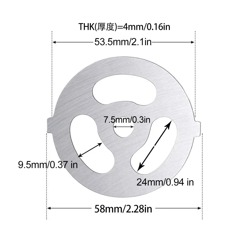 Meat Grinder Pinion Mixer Spare Parts Meat Grinder Knife Stainless Steel Grille for Food Grinder Accessories Kitchen Tool