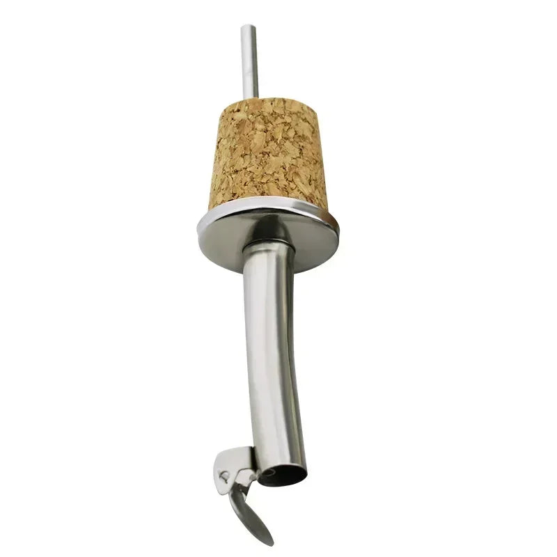 1PC Stainless Steel Oil Bottle Spout Pourer/Mouth with Stopper Flask Dry Red Wine Pot Bottle Cork Plug Olive Pourer Dispenser