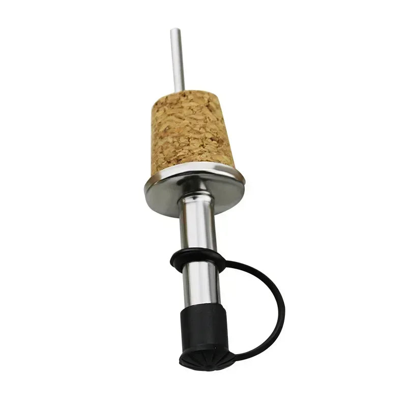 1PC Stainless Steel Oil Bottle Spout Pourer/Mouth with Stopper Flask Dry Red Wine Pot Bottle Cork Plug Olive Pourer Dispenser